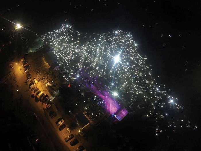 <b>Massive crowds</b> Art Fleury took these aerial photos of the crowds at the Living Skies Come Alive Fireworks competitions on Saturday (left) and Sunday (right) nights of the August long weekend with his drone. They show the massive crowds at what has become one of the largest events in southeast Saskatchewan, with 12,500 people through the gates this year!